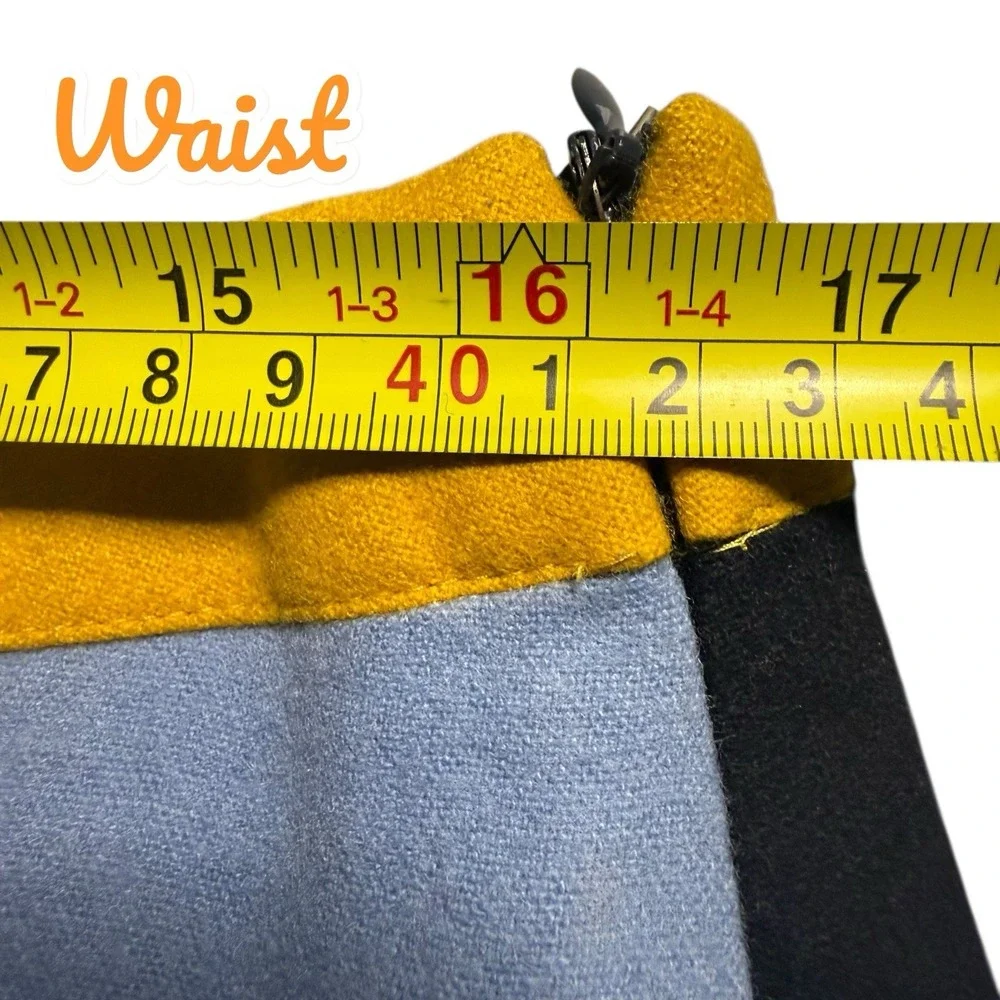 Harve Benard Vintage Colorblock Striped Wool A-Line‎ Skirt Size 12 Lined Artsy - Picture 6 of 8